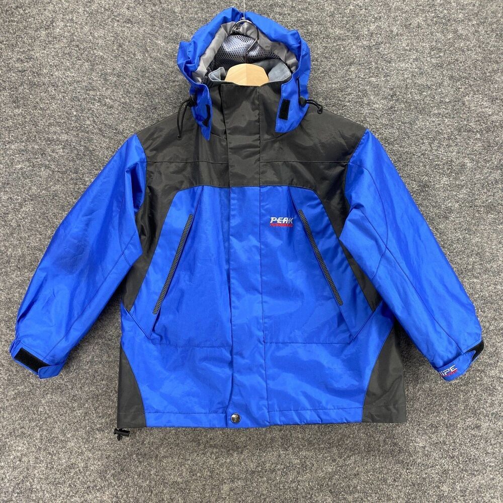 Peak Perfomance Jacket Boys S Small Blue Full Zip Long Sleeve Hooded Casual